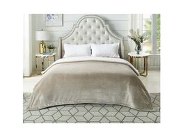 Zakary Flannel Reversible Heathered Sherpa Throw Blanket 90" x 90" / Taupe