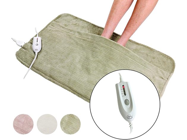 Serta Ultra Soft Triple Ribbed Plush Electric Heated Foot Warming Pad Sage - Sage