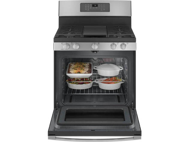 GE JGB735SPSS 5.0 Cu. Ft. Stainless Gas Convection Range with No Preheat Air Fry