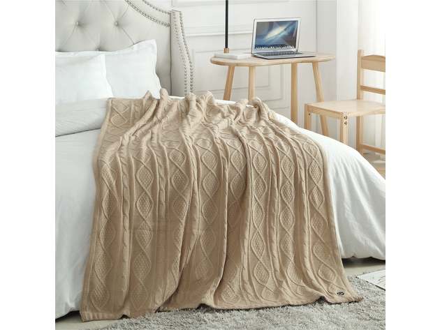 Yara Cable Knit Throw (Taupe)