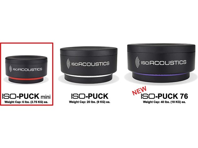 IsoAcoustics Iso-Puck Series Acoustic Isolators Iso-Puck Mini, 6 lbs max/Unit (Used, Damaged Retail Box)