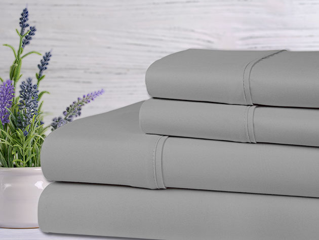 Bamboo 4-Piece Lavender Scented Sheet Set (Silver/King)