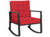 Costway Patio Rattan Rocker Chair Outdoor Glider Wicker Rocking Chair Cushion Lawn Red - Red/Black