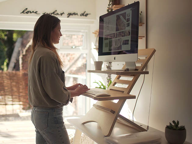 Stan Desk: Adjustable Standing Desk (Stan2/Natural + 95cm Wider Shelf)