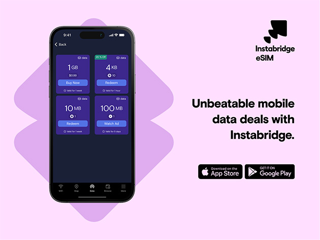 Instabridge eSIM: Lifetime Mobile Data Plan
