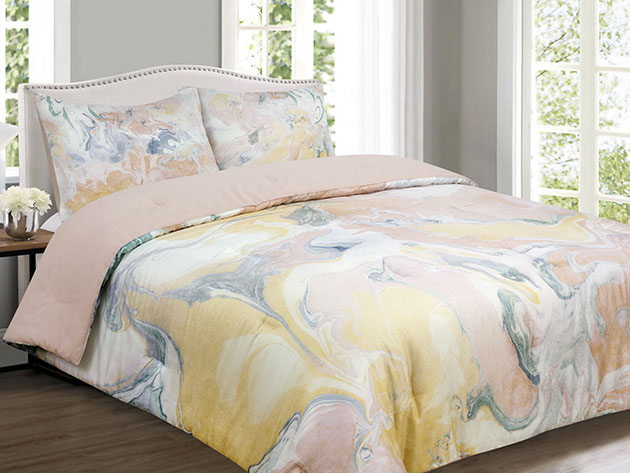 Gingham & Thread Marble Blush Comforter Set (Full/Queen)