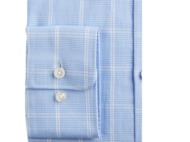 Hugo Boss Men's Slim-Fit Light Blue Windowpane Dress Shirt Pasblue Size Medium