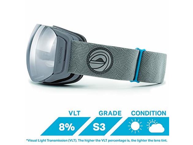 WildHorn Outfitters Adult Roca Ski/Snowboard Goggles Stone Gray/Silver Clip Lock (Refurbished, Open Retail Box)