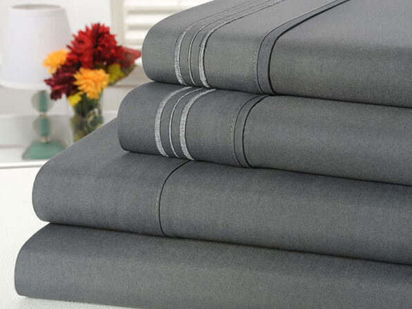 Bamboo Comfort 4 Piece Solid Sheet Sets- Full- Gray - Product Image