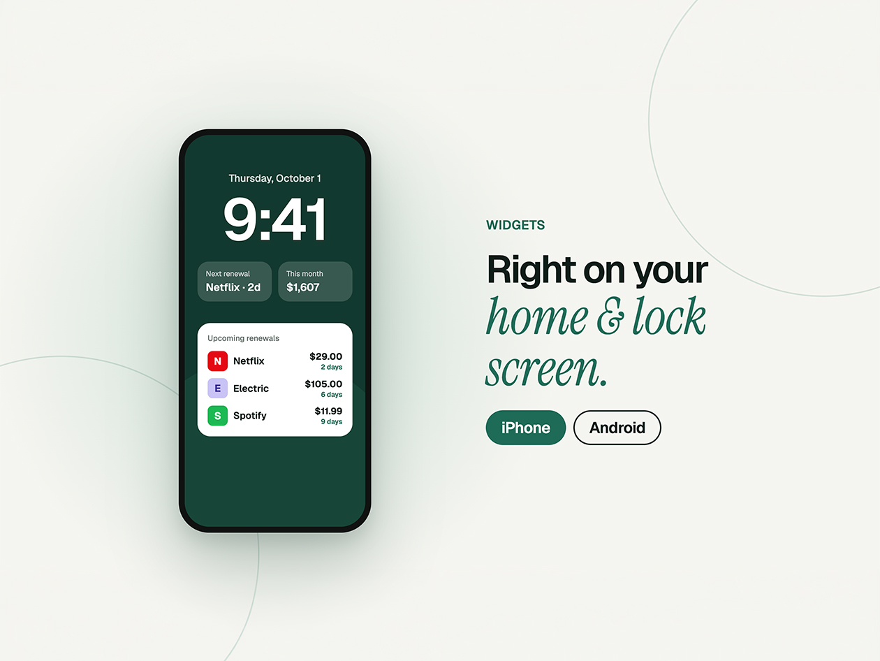 PocketWise Private Subscription Tracker: Lifetime Subscription
