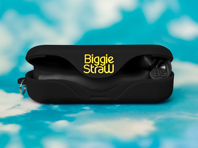 2-Pack Bundle: BiggieStraw (Pirate's Booty Black Case & Grey Straw) + FinalStraw (Shark-Butt Grey Case & Rainbow Straw) 