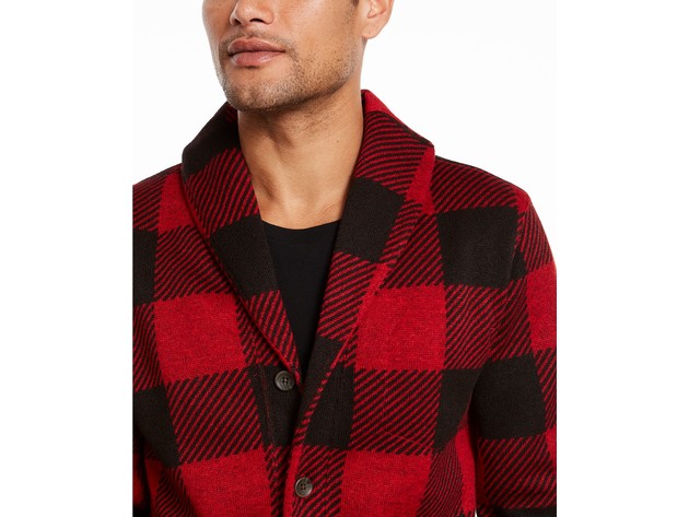 Levi's Men's Trouss Regular-Fit Buffalo Plaid Cardigan Red Size Large