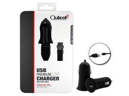 Quikcell 2 Micro USB 1A Car Charger and Data Cable - Black