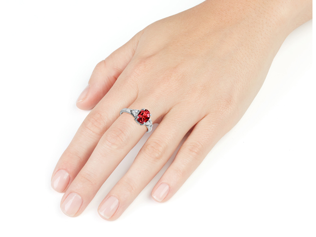 Created Ruby and White Topaz Ring in Sterling Silver - 9