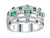 18K White Gold Plated 5-Layer Green Emerald Ring (Size 8)
