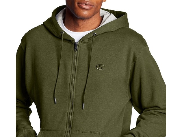 Champion Men's Powerblend Fleece Full Zip Hoodie  Green Size Medium