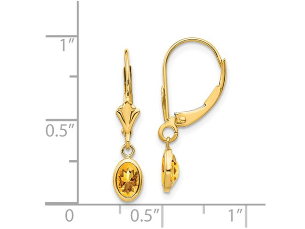 14K Yellow Gold Natural Citrine 4/5 Carat (ctw) Leverback Earrings