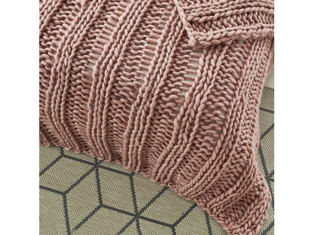 Yolly Channel Knit Throw (Blush Pink/ 50"x70")