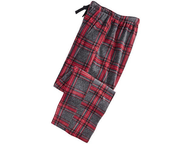 Perry Ellis Men's Large-Plaid Fleece Pajama Pants Red Size Medium