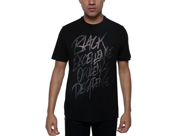 Sean John Men's Black Excellence Glitter T-Shirt Black Size Small