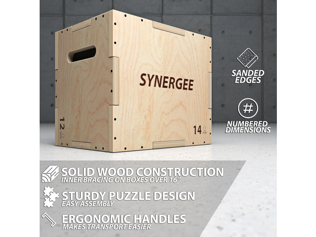 Synergee 3-in-1 Wood Plyo Boxes - 16-14-12