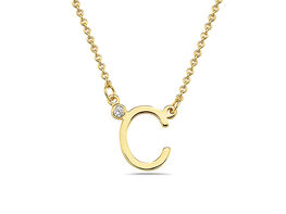 18K Gold-Plated CZ Initial Necklace (C)