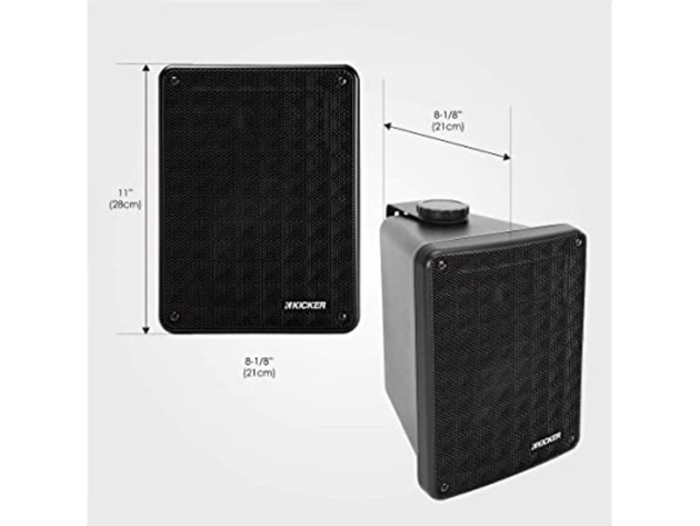 Kicker KB6 2-Way Weatherproof Mounting Full Range Indoor Outdoor Speakers Pair (Distressed Box)