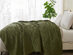 Vintage Cotton Waffle Blanket (Queen/Olive)