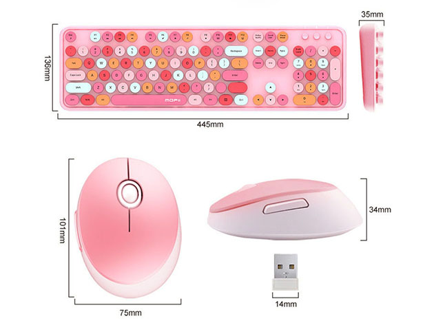 Retro Keyboard & Mouse Combo (Pink)