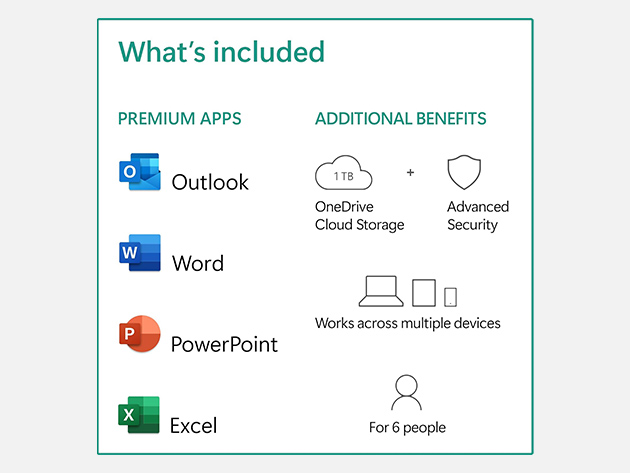 Microsoft 365: 1-Year Subscription (Family/Up to 6 Users)
