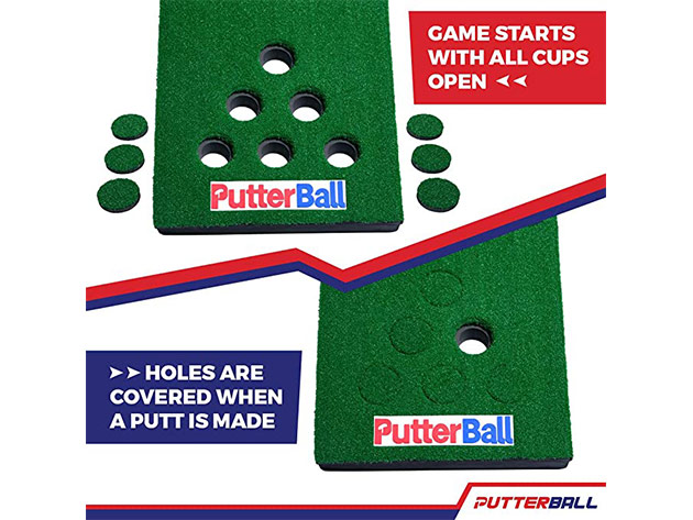 Green Putting Pong Golf Mat & Golf Hole Covers