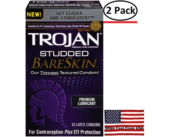 ( 2 Pack ) Trojan Studded Bareskin - 10 Pack