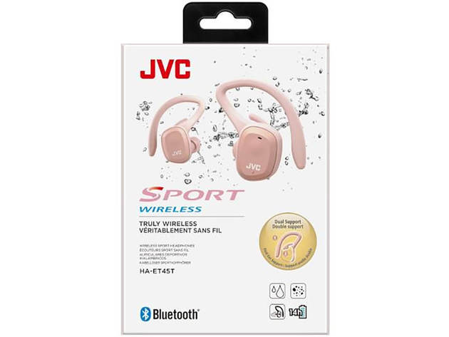 JVC HAET45TP Fitness In-Ear True Wireless Headphones with Dual Use Design- Pink