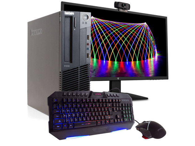 Lenovo M92P PC Desktop Computer, Intel i5, 8GB RAM, 240GB SSD, Windows 10 Pro, New 23.6" FHD LED Monitor, New 1080p Periphio Webcam, New Periphio Keyboard & Mouse, New 16GB Flash Drive, WiFi (Renewed)