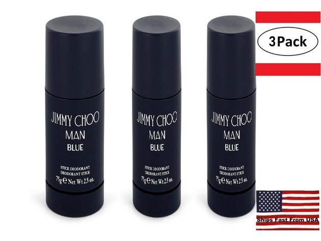 3 Pack Jimmy Choo Man Blue by Jimmy Choo Deodorant Stick 2.5 oz  for Men