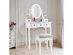 Costway Makeup Desk Vanity Dressing Table Oval Stool 5 Storage Drawers - White