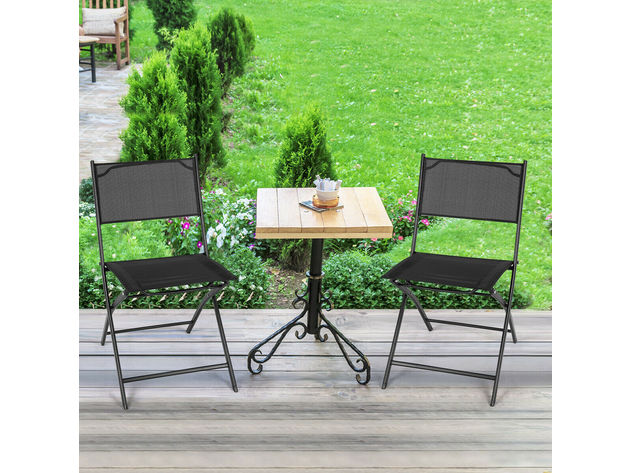 Costway Set of 4 Outdoor Patio Folding Chairs Camping Deck Garden Pool Beach Furniture Black