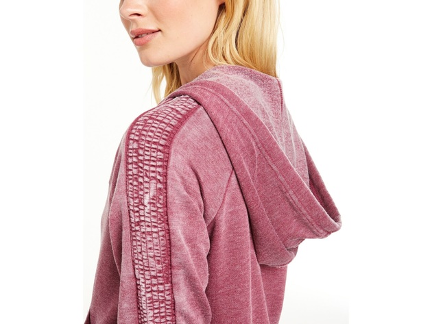 Ideology Women's Burnout Smocked-Sleeve Zip Hoodie Red Size Small