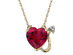Lab-Created Ruby Devil Heart Pendant Necklace 1.75 Carat (ctw) in Sterling Silver with Yellow Gold