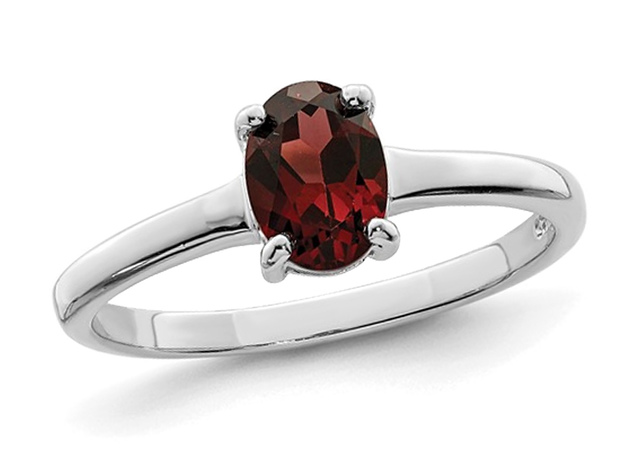 1.90 Carat (ctw) Oval-Cut Red Garnet Ring in Sterling Silver - 8