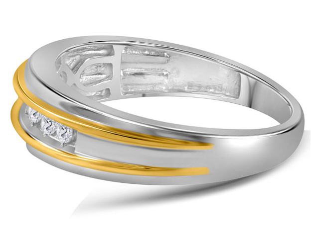 Mens Diamond Wedding Band 1/4 Carat (ctw Color H-I, Clarity I2-I3) in 10K White and Yellow Gold - 12