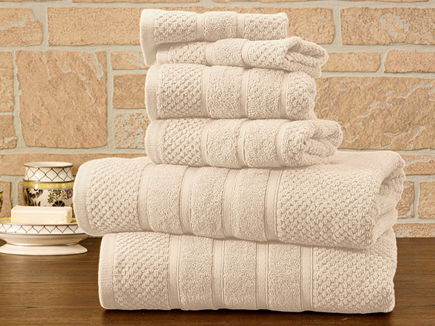 6-Piece Bibb Home 100% Egyptian Cotton Towel Set (Ivory)