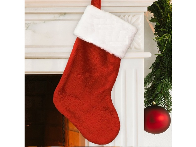 Flomo Classic Christmas Stocking Plush Socks 19" Large for Christmas Fireplace Holiday Decor (3 Pack)