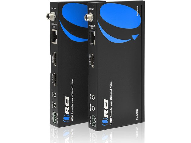 OREI HDMI Extender over Ethernet (HDMI Balun) CAT5e/CAT6 Power Over Cable - HDBaseT - Zero Latency - 1080P Upto 500 Feet -IR Signal