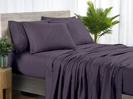 Bamboo 2000 Count 4-Piece Sheet Set with SnugGrip (Purple/Twin)