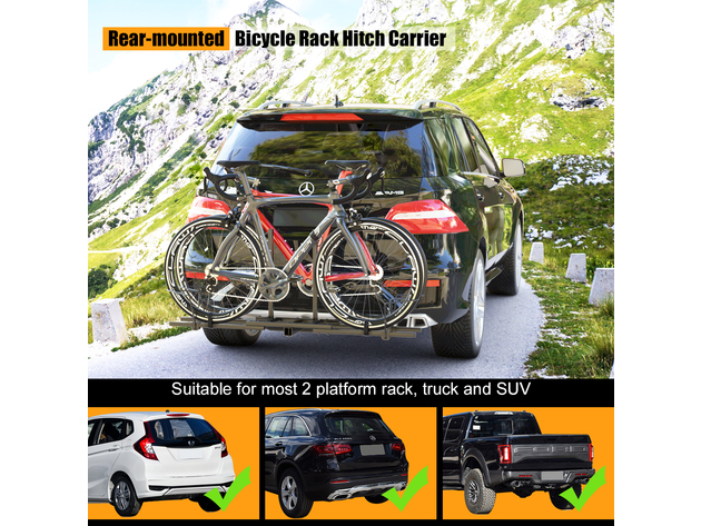 Costway Upright Heavy Duty 2 Bike Bicycle Hitch Mount Carrier Platform Rack Truck SUV - Black