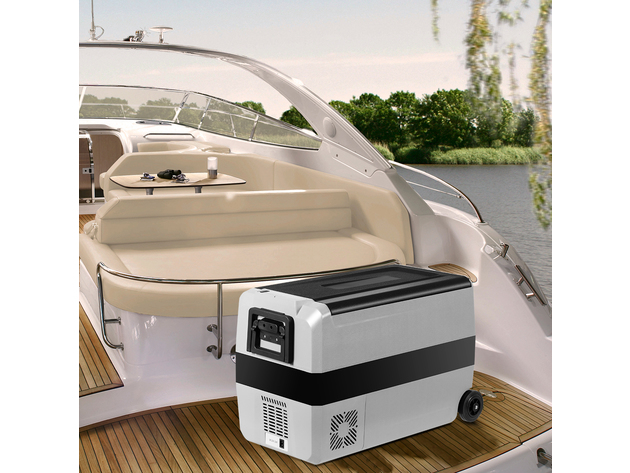 STAKOL 53 Quarts Portable Electric Car Cooler Refrigerator/Freezer Wheels Camping - Grey and Black