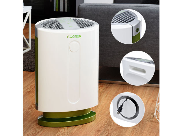 Goplus 3-in-1 Air Purifier HEPA Filter Particle Carbon Filter Odor Allergy Eliminator - White/Silver