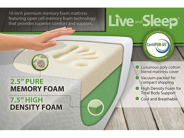 Live & Sleep Mattress Classic King Mattress Memory Foam Mattress,10"-King Size (new)