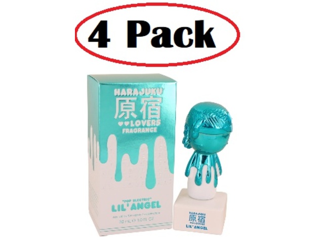 4 Pack of Harajuku Lovers Pop Electric Lil' Angel by Gwen Stefani Eau De Parfum Spray 1 oz